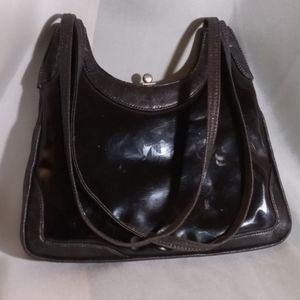 Vintage Black Patent Leather Handbag